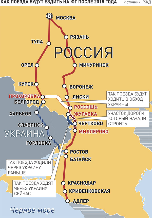 Карта жд от москвы до ростова на дону